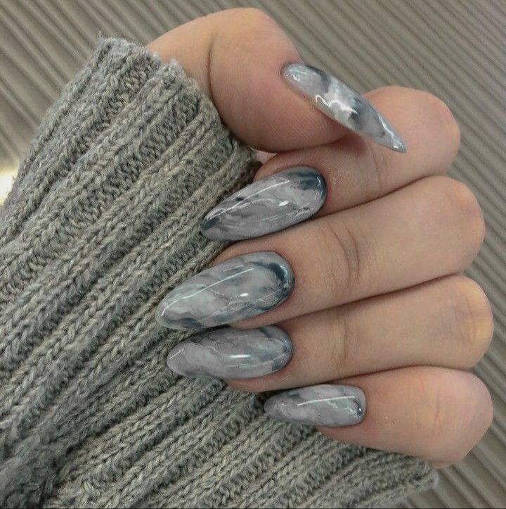 Marble Nail Polish - Gray Ombre Marble with Glitter